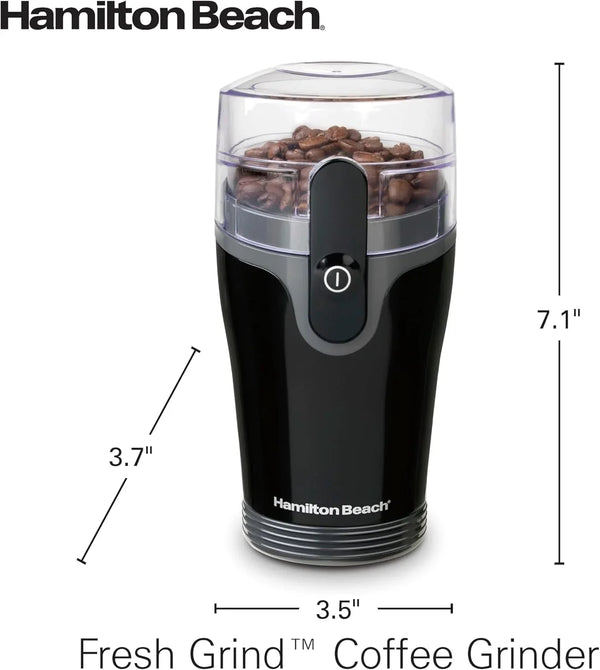 Fresh Grind Electric Coffee Grinder for up to 12 Cups | Grinds Coffee Beans, Spices & More | Stainless Steel Blades | Easy-Clean Removable Chamber | Black | 80335RG8