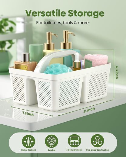Portable Shower Caddy with Handle - 4 PCS, Bpa-Free, White4