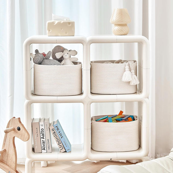 3 Pack Storage Basket for Cabinet and Toy Organization - 13"X9.8"X8.7" Baskets for Storage - Baby Toy Bin - Toy Storage Organizer - Ideal for Empty Gift Baskets to Fill-White7