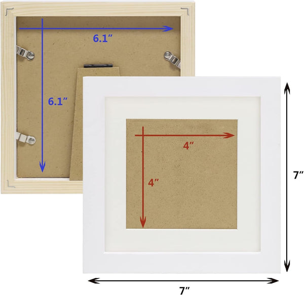 6X6 White Picture Frames Square Classic Natural Wood 6 Pack for Wall Mounting and Tabletop Display3