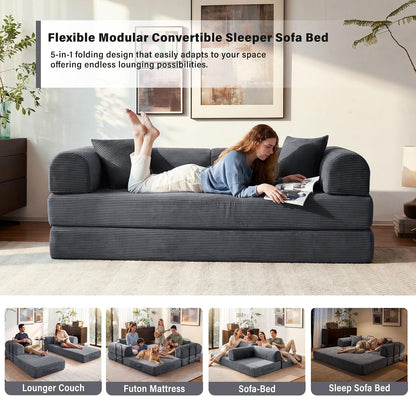 79" Convertible Sofa Bed, Boneless Sleeper Futon Couch for Living Room4