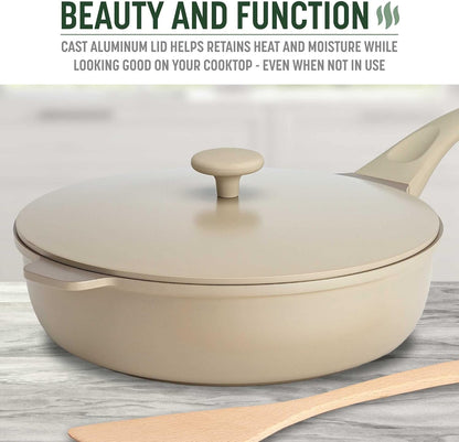 All-In-One Pan, Multilayer Nonstick Cookware Set, High-Performance Construction, Multipurpose Design Replaces Multiple Pots and Pans, Dishwasher Safe, 11-Inch, 4.4-Quart Capacity, Linen7