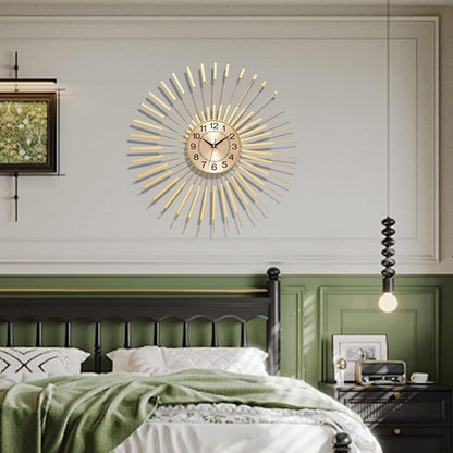 Large Wall Clocks for Living Room Decor 24 Inch Gold Starburst Wall Clock, Silent Non-Ticking Metal Wall Clocks Battery Operated, Mid Century Boho Farmhouse Modern Art Decor for Bedroom Office2