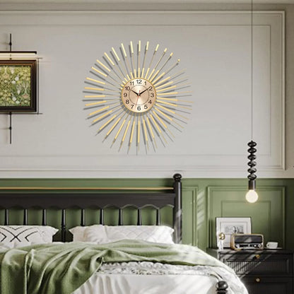 Large Wall Clocks for Living Room Decor 24 Inch Gold Starburst Wall Clock, Silent Non-Ticking Metal Wall Clocks Battery Operated, Mid Century Boho Farmhouse Modern Art Decor for Bedroom Office2