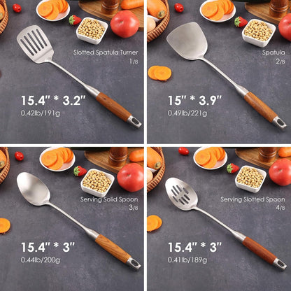 18/10 Stainless Steel Kitchen Utensils Set with Roosewood Handle2