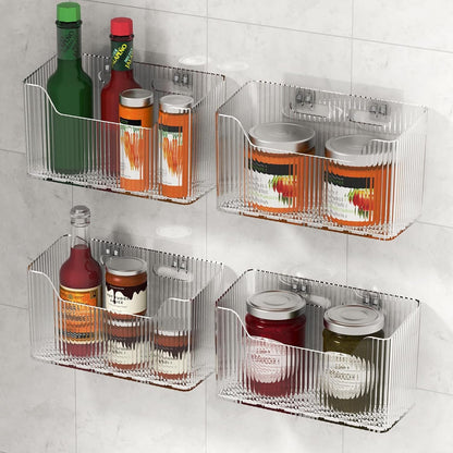 2 Pack Cabinet Door Organizer, inside Cabinet Door Storage, Shower Caddy Stackable Clear Plastic Makeup Organizer Adhesive Hanging Bin for Kitchen Cabinets, Bathroom, Pantry, Office7