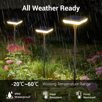 Solar Lights Outdoor Garden 4 Pack Solar Pathway Light 31" Tall Solar Landscape Lights 34LM Bright up to 12H IP65 Waterproof Auto On/Off for Walkway outside Yard Path Patio Lawn Flower Bed Plant Decor5