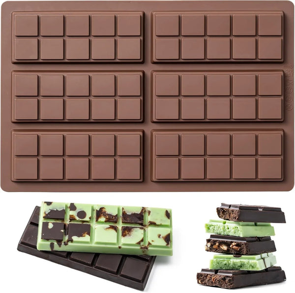 Chocolate Bar Mold，Non-Stick Chocolate Molds，100% Food Grade Silicone Mold | DIY Chocolate Bar Mold, Chocolate Chip Mold for Dubai Pistachio Rod, Candy, Snacks,Knafeh Pistachio Rod and More(10 Snap)1