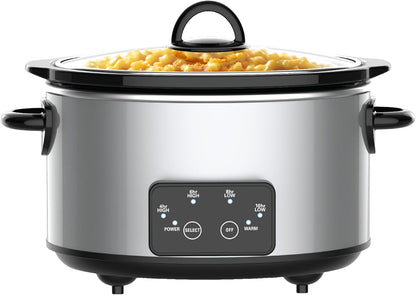 Stainless Oval Programmable Slow Cooker with Glass Lid, 4 Qt1