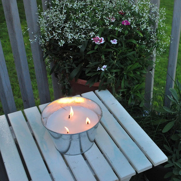 Citronella Candle Bucket for Outdoors, Triple-Wick Galvanized Metal5