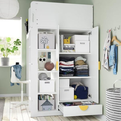 SMÅSTAD Loft Bed, White White/With Desk with 2 Shelves, 90X200 Cm3