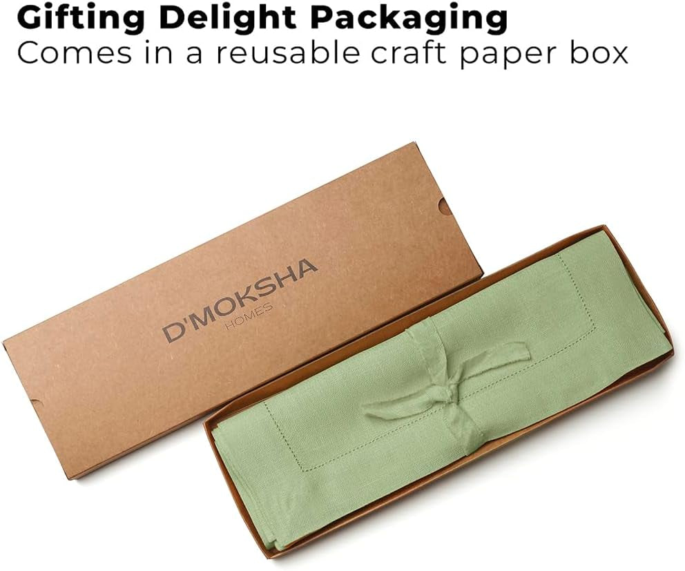 signature-linen™-by-dmoksha-sage-green-placemats-set-of-4-14-x-19-inch-100-pure-linen-table-mats-hemstitch-machine-washable-cloth-placemats-fall-weddings-outdoor-hosting