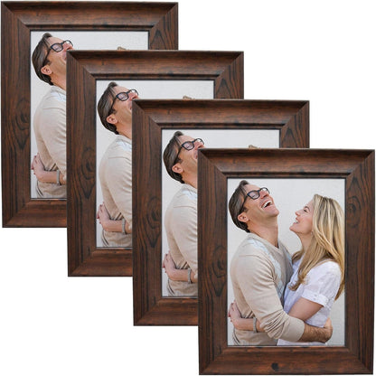 5X7 Picture Frames Rustic Distressed Brown Wood Pattern High Definition Glass for Table Top Display and Wall Mounting Photo Frame，Pack of 41