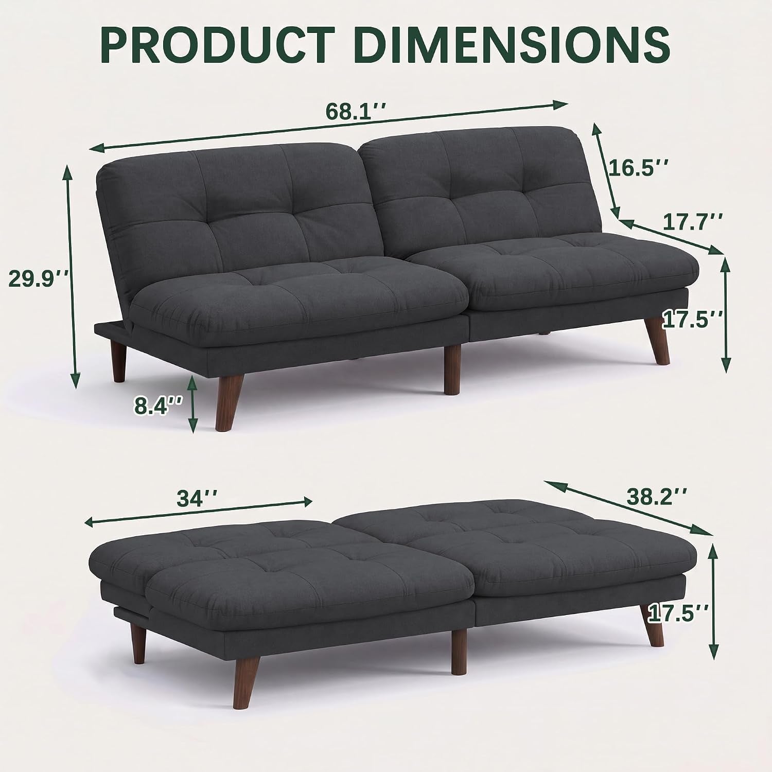 68-convertible-futon-sofa-bed-dark-grey-linen-futon-couch