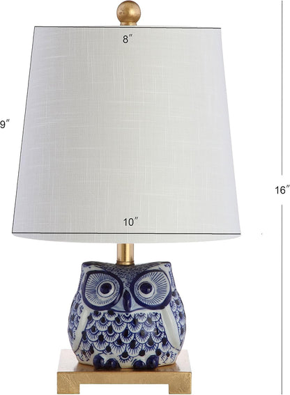 Justina Owl Mini Table Lamp 16" Ceramic, Blue/White, Set of 24