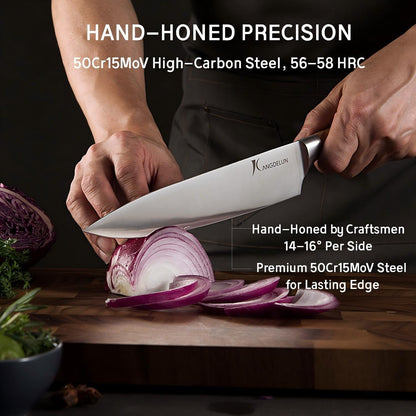 Ultra Sharp 14-Piece Kitchen Knife Set, High Carbon Stainless Steel Blades, Torrefied Natural Wood Handles, Ergonomic Design, Space-Saving White-Finished Wood Block, Easy Hand Wash, Gift Box3