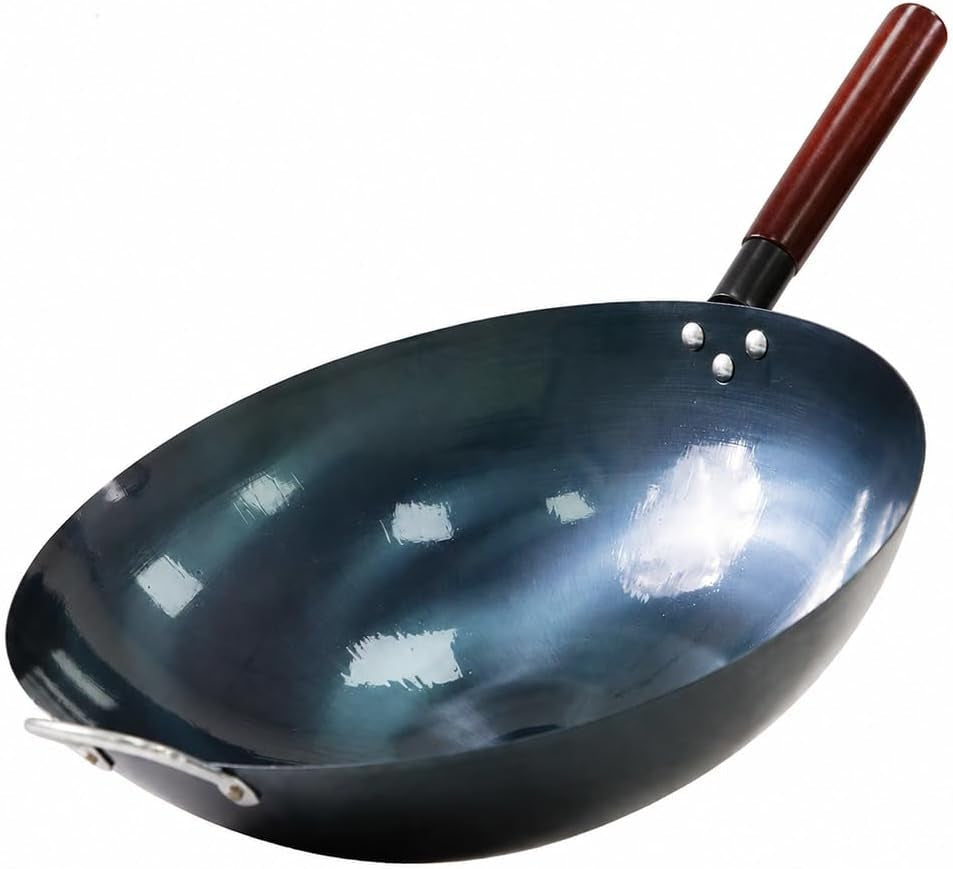 13-5-pre-seasoned-blue-carbon-steel-wok-flat-bottom-stir-fry-pan-with-stay-cool-ergonomic-wood-handle-restaurant-quality-wok-hei-for-induction-gas-electric-stovetops