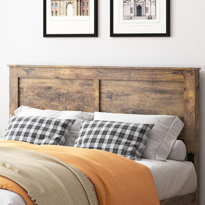 Wood Queen Bed Frame with Headboard, Vintage Brown6