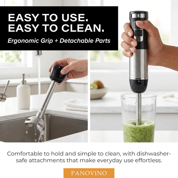 Handheld Immersion Blender, Stick & Hand Blender, 7-Speed, Black | Reinforced Metal Gear, Won'T Strip like Plastic; Whisk, Chopper & Beaker for Soups, Sauces, Smoothies & Baby Food6