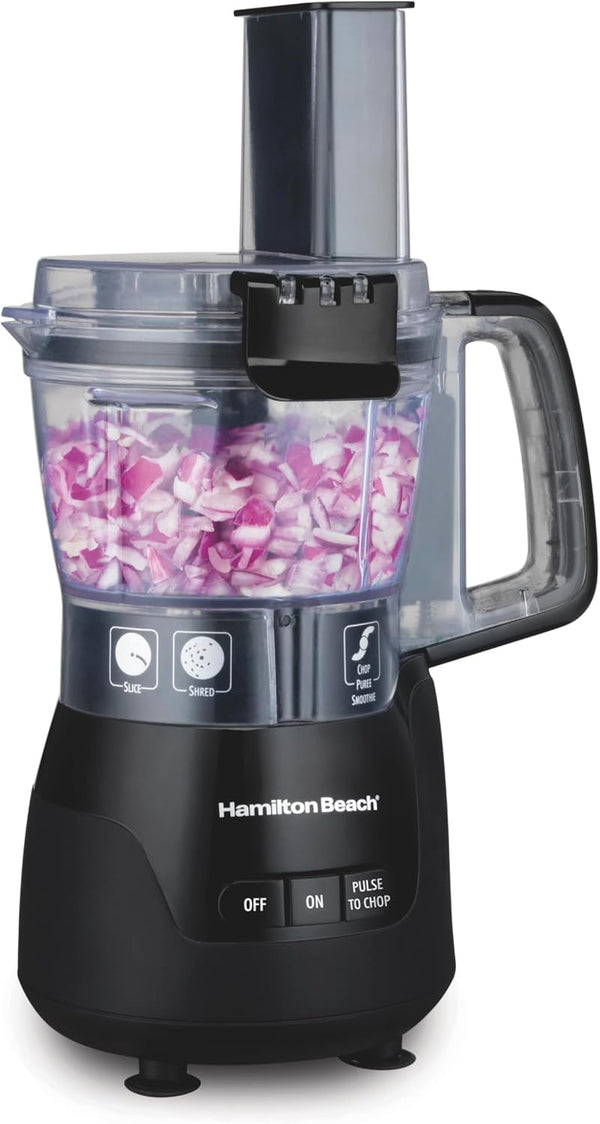 Stack & Snap 4-Cup Mini Food Processor & Vegetable Chopper | 250 Watts | Stainless Steel Quad Blade | Easy-Assembly Leak-Proof Bowl | Slicing, Shredding, and Puree | Black | 705101