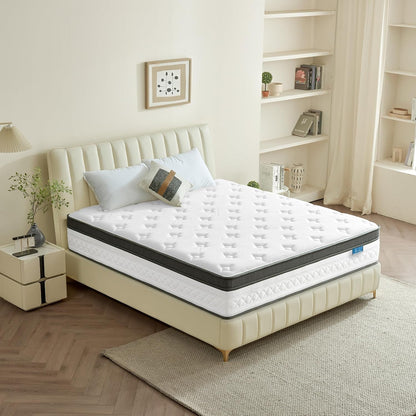 Queen Mattress, 12 Inch Cooling Hybrid Queen Size Mattress in a Box, Medium Firm with Gel Memory Foam & Pocket Coils, Motion Isolation, Pressure Relief, Certipur-Us5