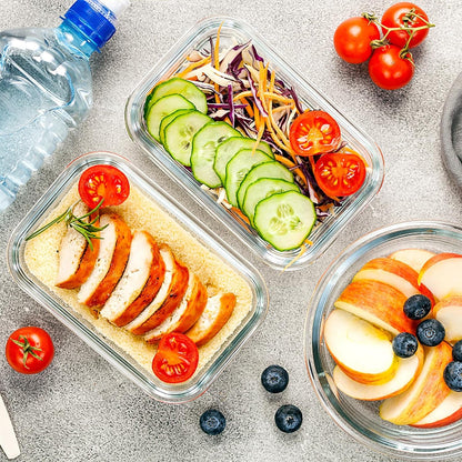 10 PACK Glass Meal Prep Containers Set with Lids, Grey7