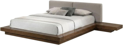 Eastern Queen Bed Frame, Solid Acacia Wood with American Walnut Finish, Low Profile King Platform Bed with Floating Nightstands and Headboard6