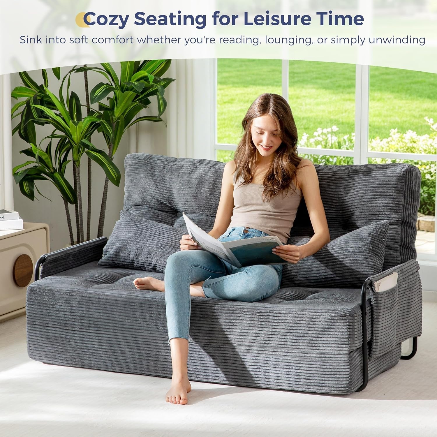 adjustable-folding-sofa-bed-couch-with-2-pillows-dark-grey