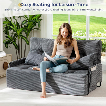 Adjustable Folding Sofa Bed Couch with 2 Pillows, Dark Grey8
