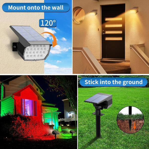 Solar Color Changing Spot Lights Outdoor Waterproof Colored RGB Solar Powered Landscape Lights for Yard 7 Lighting Modes Multicolor Solar Spotlights for Pathway Garden outside (6 Pack)5