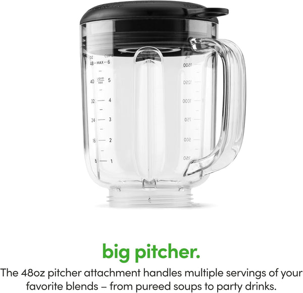 Combo Blender, 600W, 48Oz Pitcher, 16Oz Cup with To-Go Lid, Easy Cleaning, Cross Blade, for Smoothies, Sauces, Shakes, Salsa, Hot Blends, Silver, MBF502007