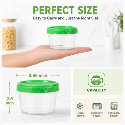 8Oz Small Plastic Freezer Food Containers with Lids, 1 Cup, 12Pcs2