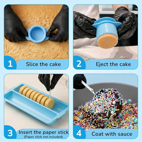 Cake Pop Mold Set with Tray, round Cake Pop Cutter and Pusher, Large Capacity Two-Row ABS Tray, Non-3D Printed, Easy to Clean, Baking Molds for Home Baking, Birthday and Wedding Parties4