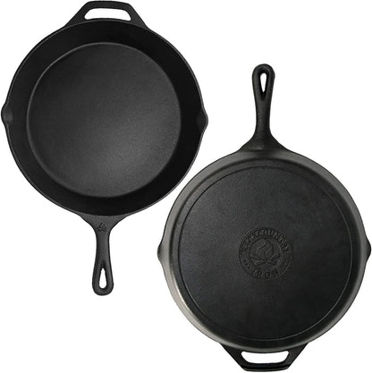 12 Inch round Large Pre-Seasoned Cast Iron Skillet3