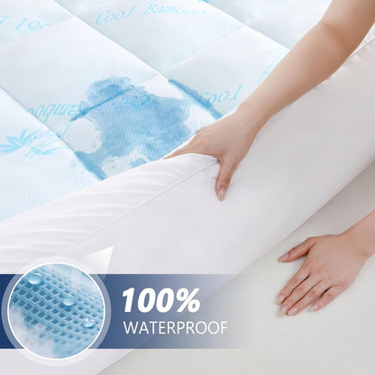 100% Waterproof Queen Mattress Topper, Viscose Derived from Bamboo | Cooling Pillow Top Memory Foam Mattress Topper for Hot Sleepers, Deep Pocket Fits 8-21 Inch5