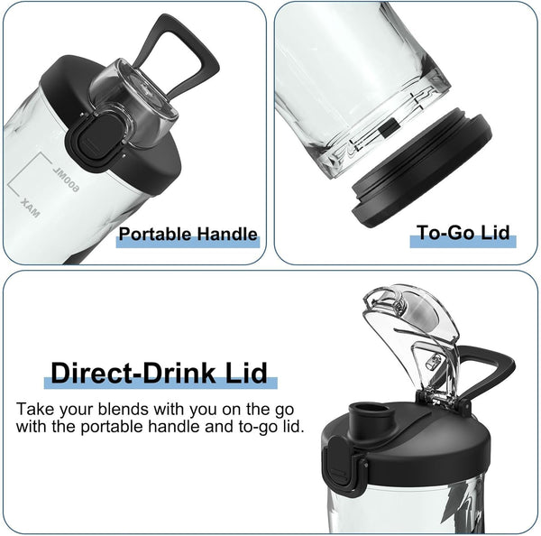 Portable Blender, Shakes and Smoothies Cordless Personal Size Blender 20Oz | Blender to Go, Travel Blender Cup, Durable Stainless Steel Blades, Travel Lid, Leakproof Lid with Sip Spout6