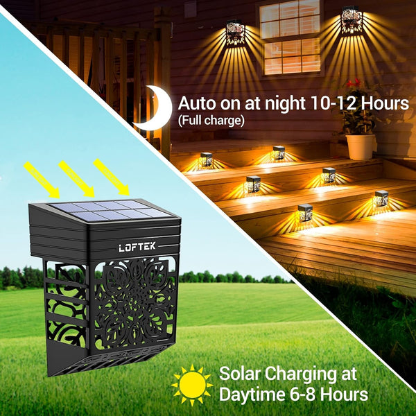 Solar Deck Lights, 8 Pack Solar Fence Lights, Outdoor Patio Decorative Light, Dusk to Dawn, Waterproof, Fence Post Light for Railing, Garden, Backyard, Stair, Step, Camping, Warm White2