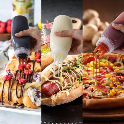 3 Hole Plastic Condiment Squeeze Bottles, 3 Pcs 13Oz | Sauces, Ketchup, Salad Dressing, Oil, BBQ Paint, Pancake Art. 3-Hole Cap, Controlled Dispensing, Bpa-Free.2