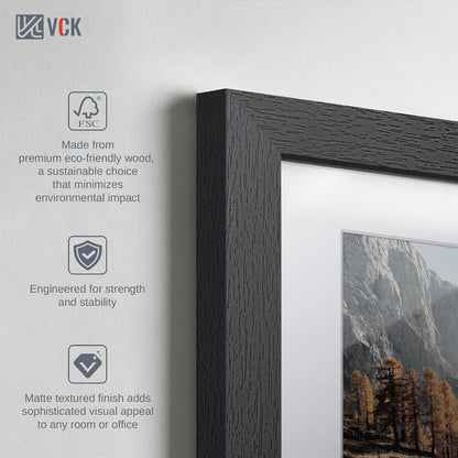 5X7 Picture Frames 5 Pack, Black Wood, 4X6 Mat, Glass, for Photo Print5