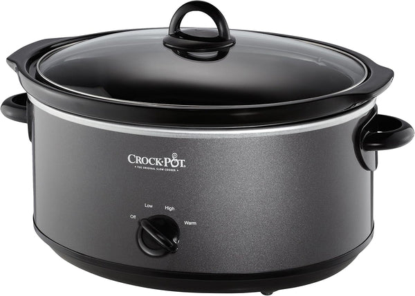 Crock-Pot 7-Quart Manual Slow Cooker, Family Size Serves 8+ People & Fits 6-Lb Roast, Removable Stoneware with Warming Setting, Dishwasher Safe for Easy Cleanup, Charcoal1
