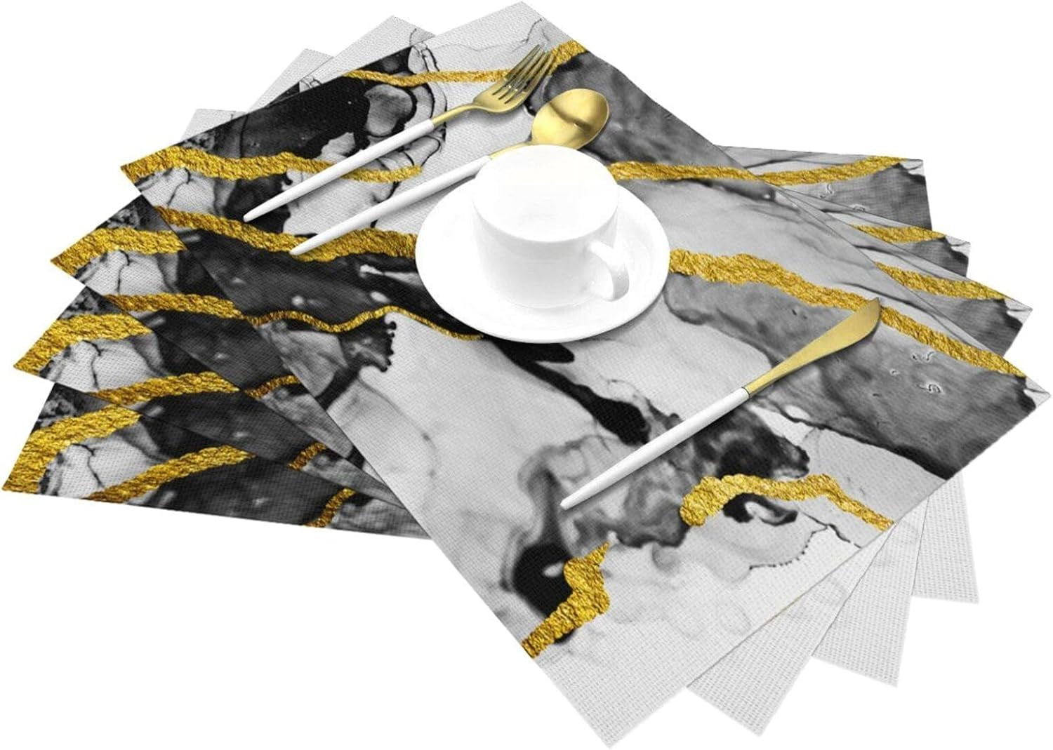 black-white-and-gold-marble-linen-placemats-set-of-4-modern-luxury-washable-non-slip-heat-resistant-durable-kitchen-table-mats-for-dining-table-luxury-home-kitchen-decor-essential-black-grey-gold