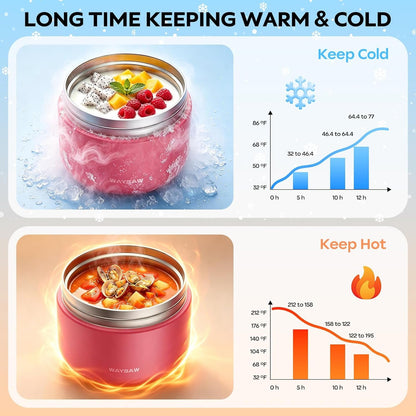 14 Oz Kids Thermo for Hot Food, Leakproof Insulated Vacuum Jar/Pink2
