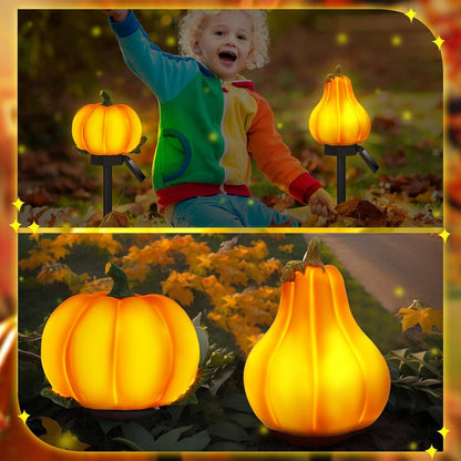 2 Pcs Fall Solar Pumpkin Lights Waterproof Yard Stakes, Orange6