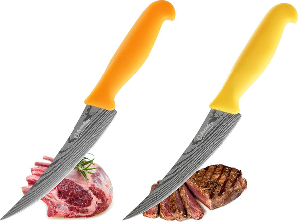 2PCS Curved Boning Knife, OHOLA 6 Inch Deboning Knife, Premium Stainless Steel Fillet Knife with Ergonomic PP Hanlde, Great for Meat, Fish, Poultry, Cutting, Trimming, Dishwasher Safe1