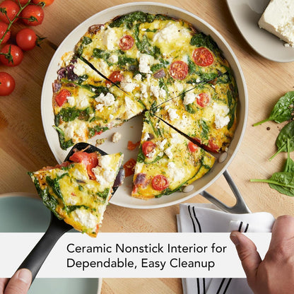 Kitchenaid Hard Anodized Ceramic Nonstick Cookware Frying Pan/Skillet, 10 Inch Non Stick Fry Pan with Stainless Steel Handle - Porcelain White3