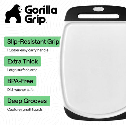 GORILLA GRIP Bpa-Free Reversible Kitchen Cutting Board, Set of 3, Black | US Designed, Nonporous, Slip Resistant Border with Juice Grooves, Dishwasher Safe, Durable Large Food Chopping Boards2