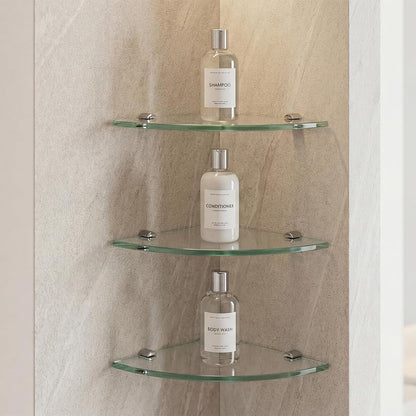 3 Pack Drill-Mounted Glass Corner Shower Shelves, 9-3/8 Inch6
