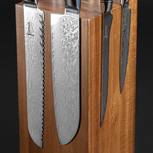 SENKEN Rotating Magnetic Knife Block without Knives, Natural Acacia Hardwood - 360 Degrees Rotation - Ultra Strong Neodymium Magnets, Universal Knife Holder & Storage (Rotating Magnetic Block)6