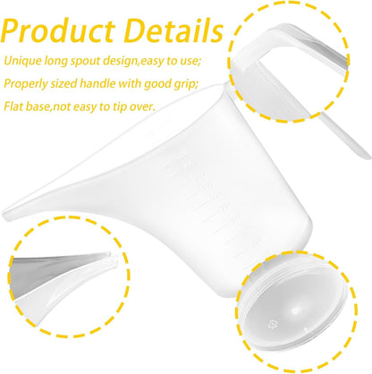 4 Pack Measuring Funnel Pitcher,Plasticmeasuring Cup with Long Spout,Large for Bakeware,Pancake,Batter,Muffin,Cakes,Soap Making,Watering Plants(1000Ml)3