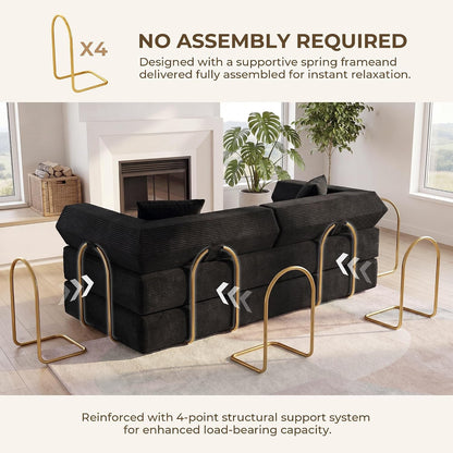 79" Convertible Futon Sofa Bed, Boneless Couch for Living Room | Black7